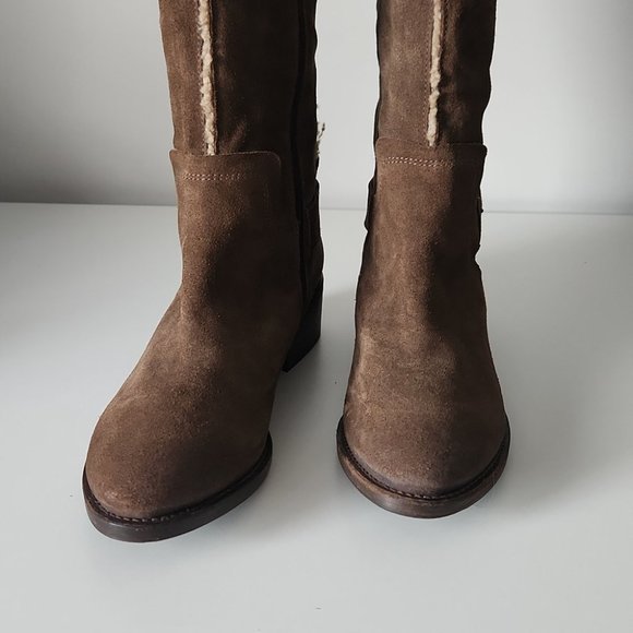 NAPOLEONI | Tall shearling boots brown suede sz 38 - Picture 3 of 9